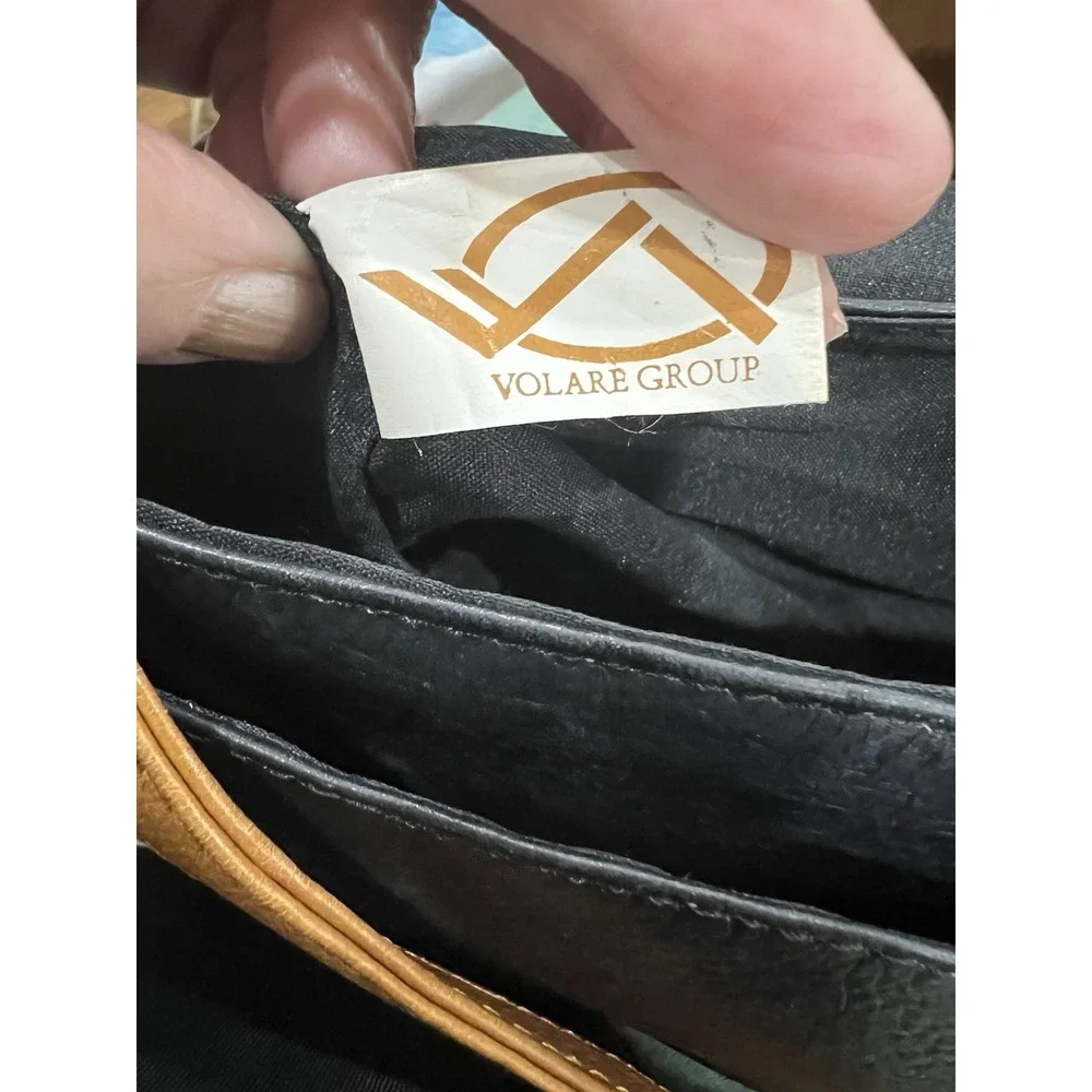 Volare Group Black and Brown Leather Snap Close Crossbody Purse